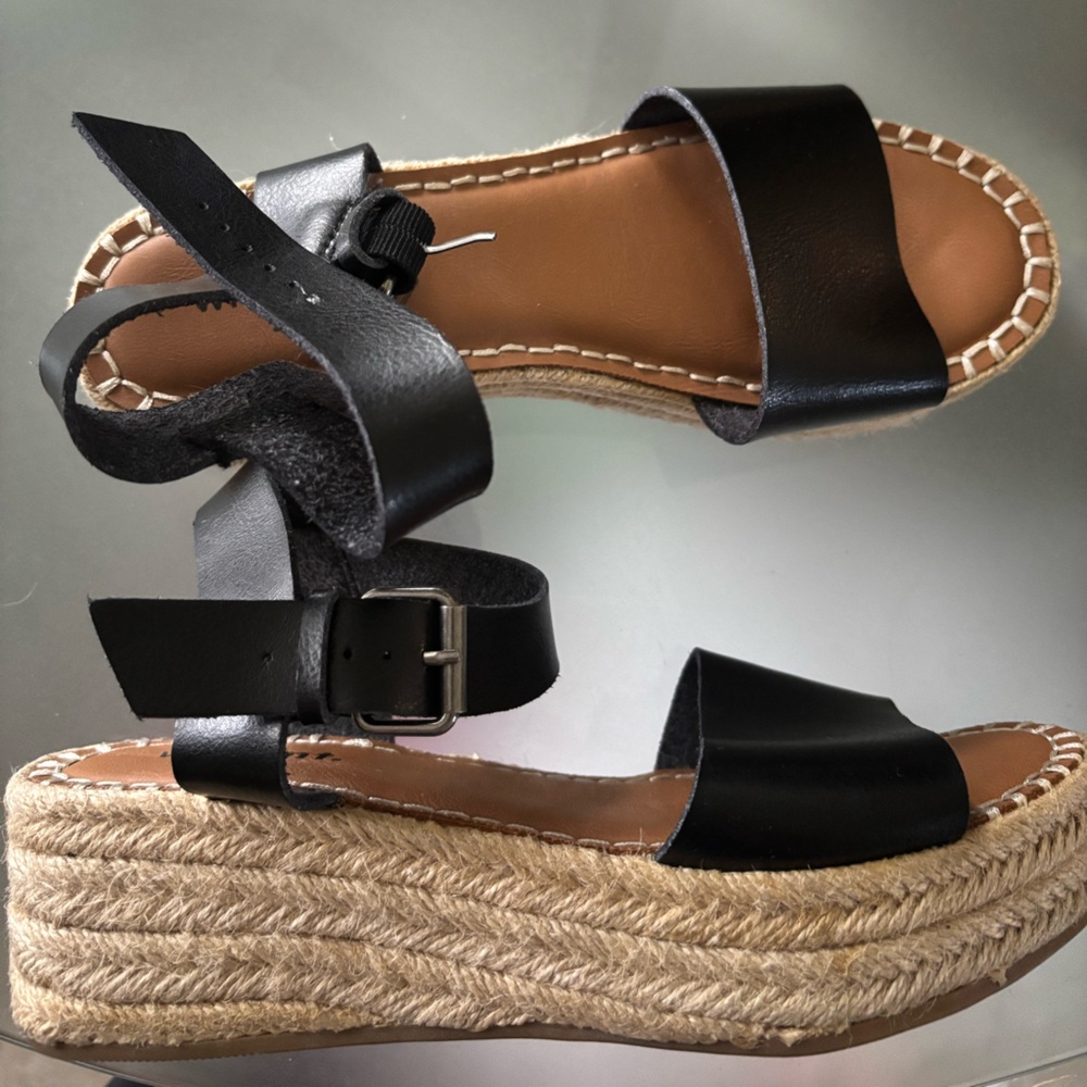 Black Leather Platform espadrilles Sandals